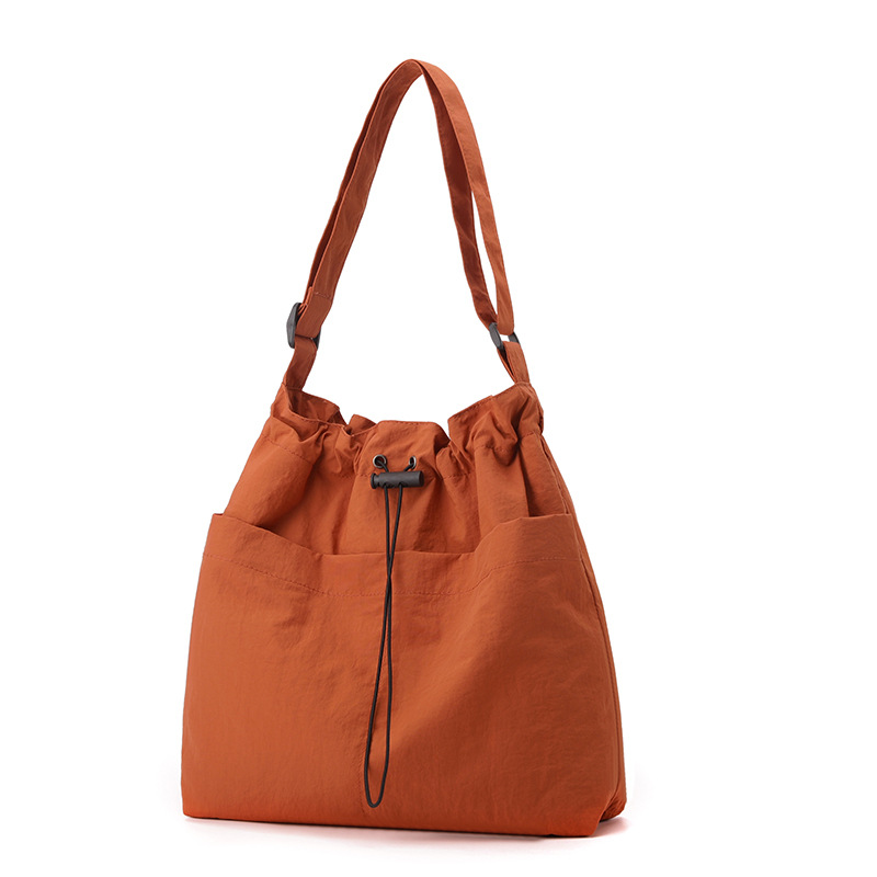 V888-ELOSUNG32019-202505261626-00 Orange Chic Lightweight Nylon Drawstring Tote Bag - Multi-Pocket Casual Shoulder & Crossbody - Image 1