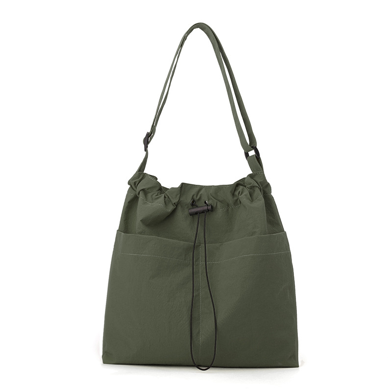 V888-ELOSUNG32020-202505261626-00 Green Chic Lightweight Nylon Drawstring Tote Bag - Multi-Pocket Casual Shoulder & Crossbody - Image 1