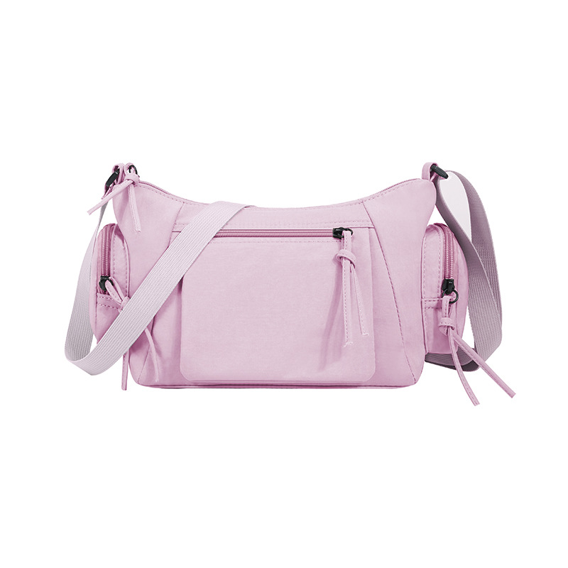 V888-ELOSUNG32103-202505281106-00 Pink Chic Lightweight Multi-Pocket Oxford Crossbody Bag - Waterproof Retro Shoulder Bag for Women - Image 1