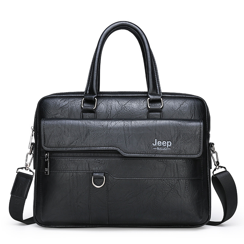 V888-ELOSUNG32267-202506061832-00 Black Men's PU Leather Briefcase - Vintage Style Laptop Messenger Bag, Crossbody Satchel for Business & Casual - Image 1