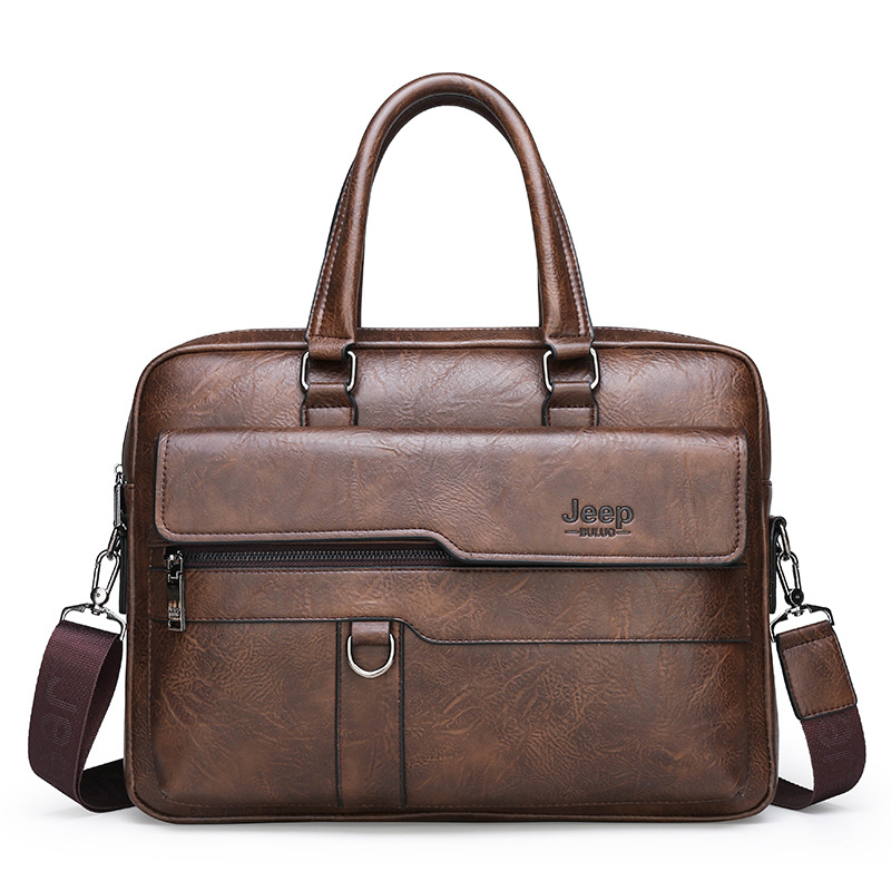 V888-ELOSUNG32268-202506061832-00 Coffee Men's PU Leather Briefcase - Vintage Style Laptop Messenger Bag, Crossbody Satchel for Business & Casual - Image 1