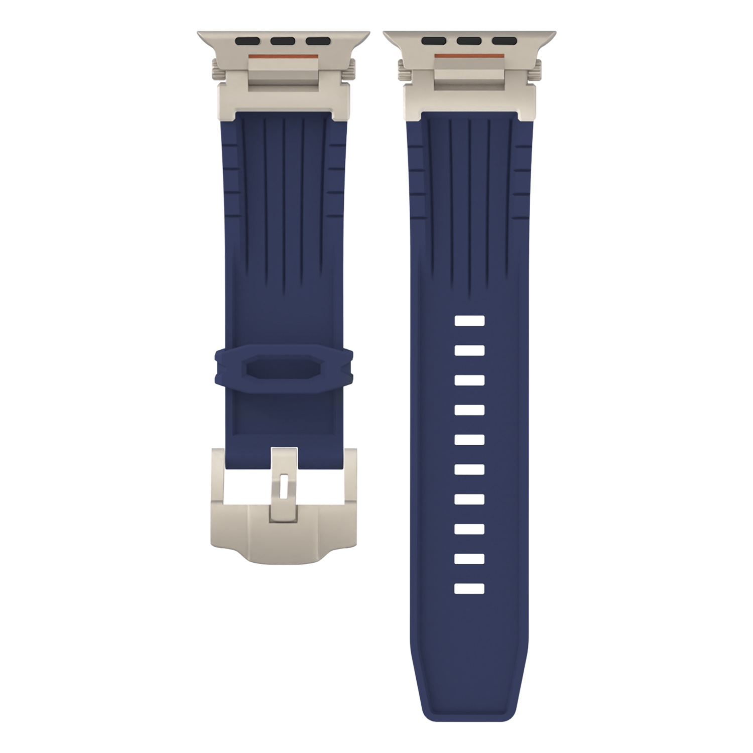 V888-ELOSUNG32278-202506091248-00 Dark Blue Rugged Tactical Silicone Strap for Apple Watch Ultra & Series - Heavy-Duty Metal Clasp - Image 1