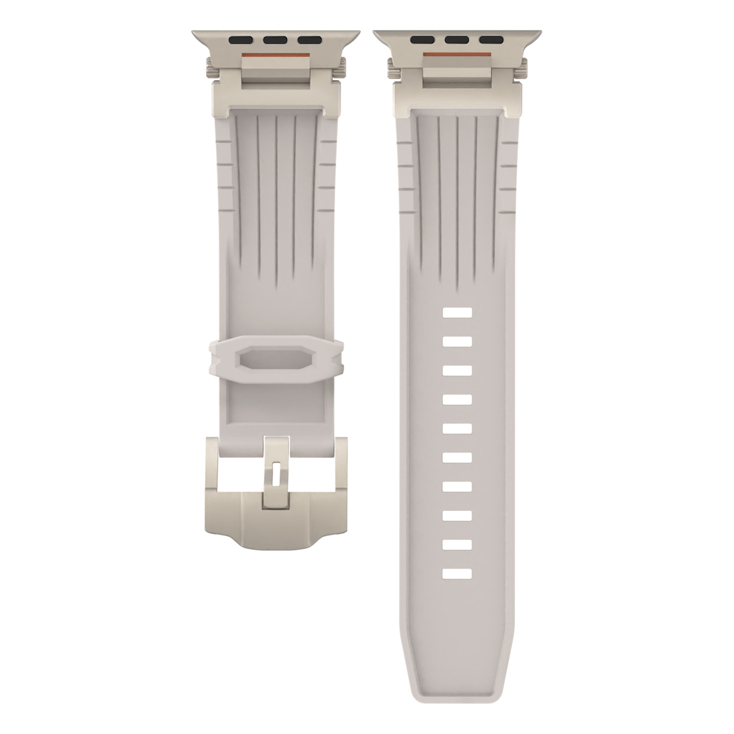 V888-ELOSUNG32281-202506091248-00 Beige Rugged Tactical Silicone Strap for Apple Watch Ultra & Series - Heavy-Duty Metal Clasp - Image 1