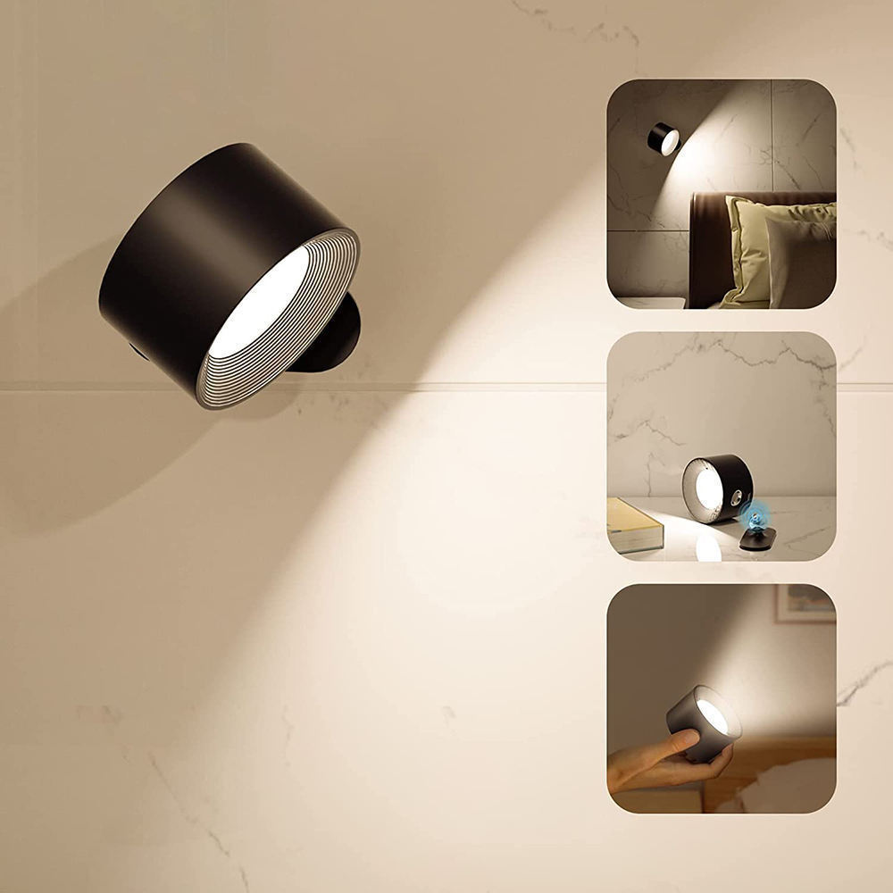V888-ELOSUNG32286-202506091243-00 Black Rechargeable LED Magnetic Wall Light - Touch Control, 3 Colors & Dimmable, USB Portable Night Lamp for Reading & Cabinets - Image 1