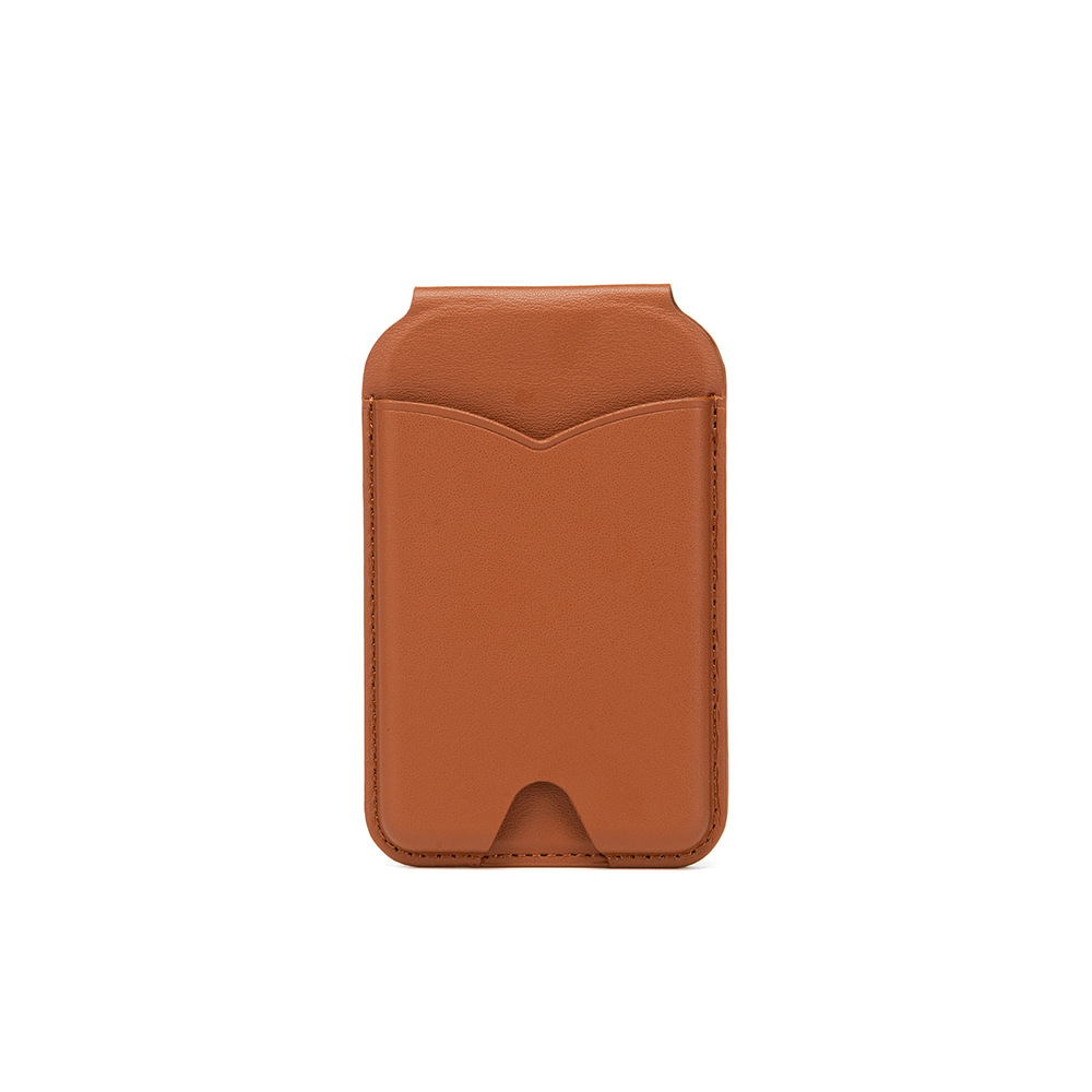 V888-ELOSUNG32349-202506101843-00 Brown Chic MagSafe Wallet with Mirror & Stand - PU Leather Card Holder for iPhone 12-16 Series - Image 1
