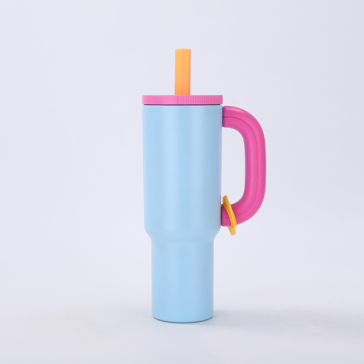 V888-ELOSUNG33017-202505261623-00 Blue 40oz Macron Stainless Steel Insulated Tumbler with Handle and Straw - 14.8 x 10.5 x 28 cm Large Capacity Car-Friendly Travel Mug - Image 1