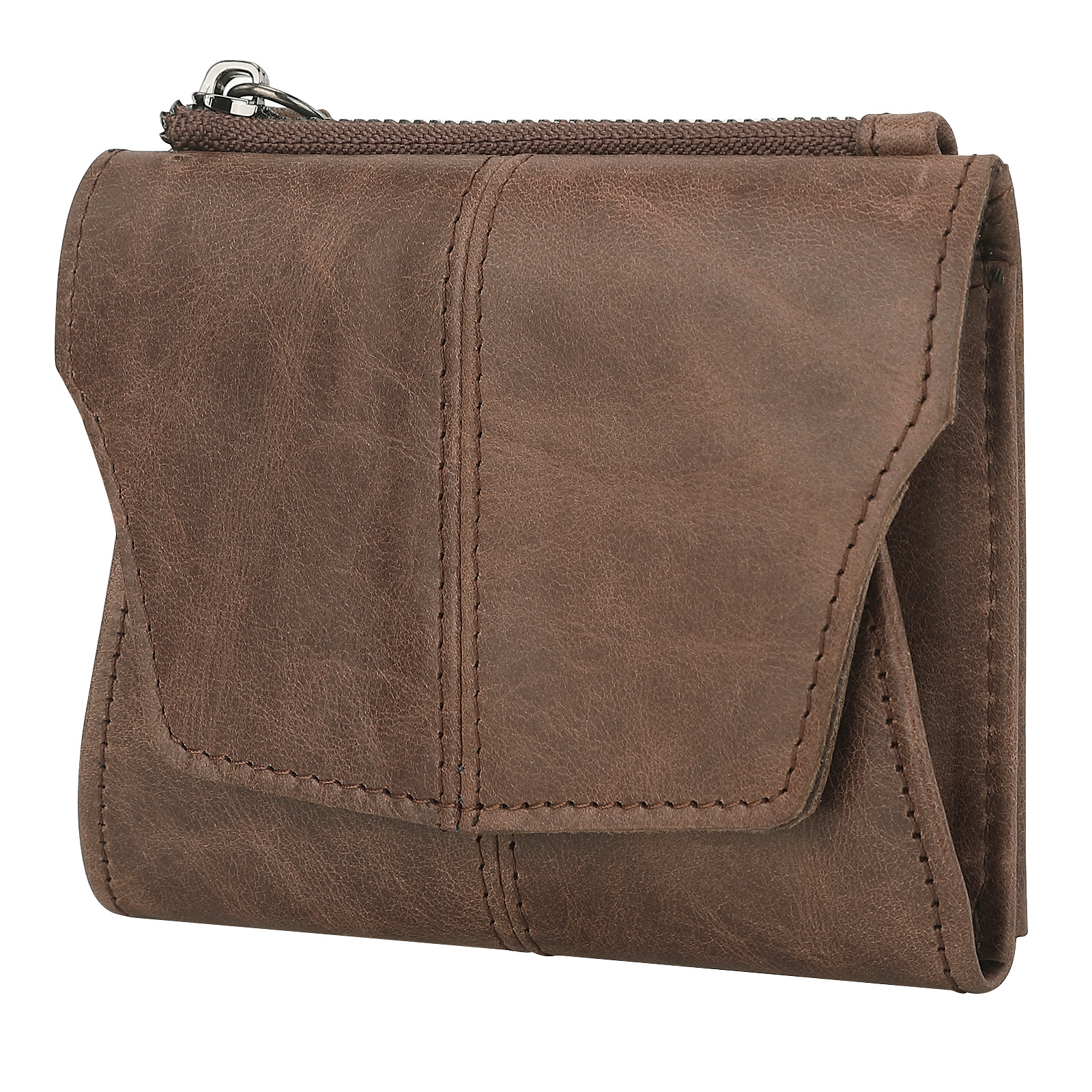 V888-ELOSUNG33030-202505261544-00 Brown Genuine Leather Women's Wallet -C Multifunctional Coin & Card Holder, Fashionable Card Box in Top-Grade Cowhide - Image 1