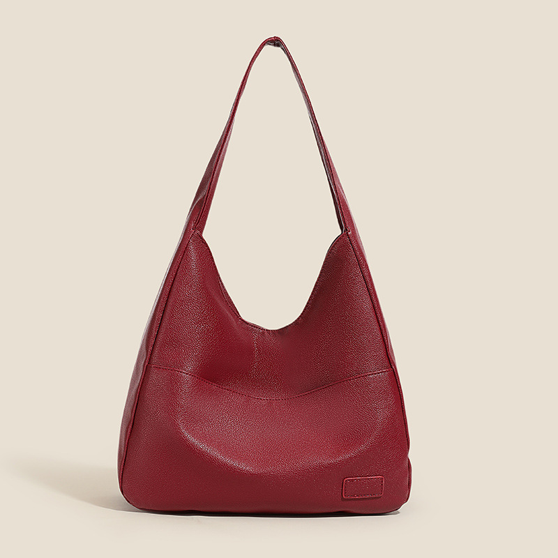 V888-ELOSUNG33061-202505261533-00 Red Retro PU Leather Tote Bag for Women - Casual Single Shoulder Crossbody Bag - Image 1