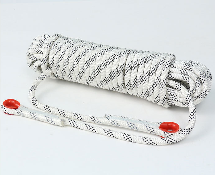 V888-ELOSUNG33171-202506101846-00 White 10mm Double Hook Climbing Rope Set - 20m Durable Outdoor Safety Rescue Cord - Image 1