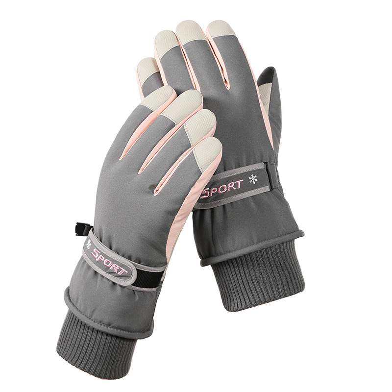 V888-ELOSUNG33219-202506091611-00 Women's Grey Top-Rated Waterproof Touchscreen Ski Gloves - Fleece-Lined for Men & Women - Image 1
