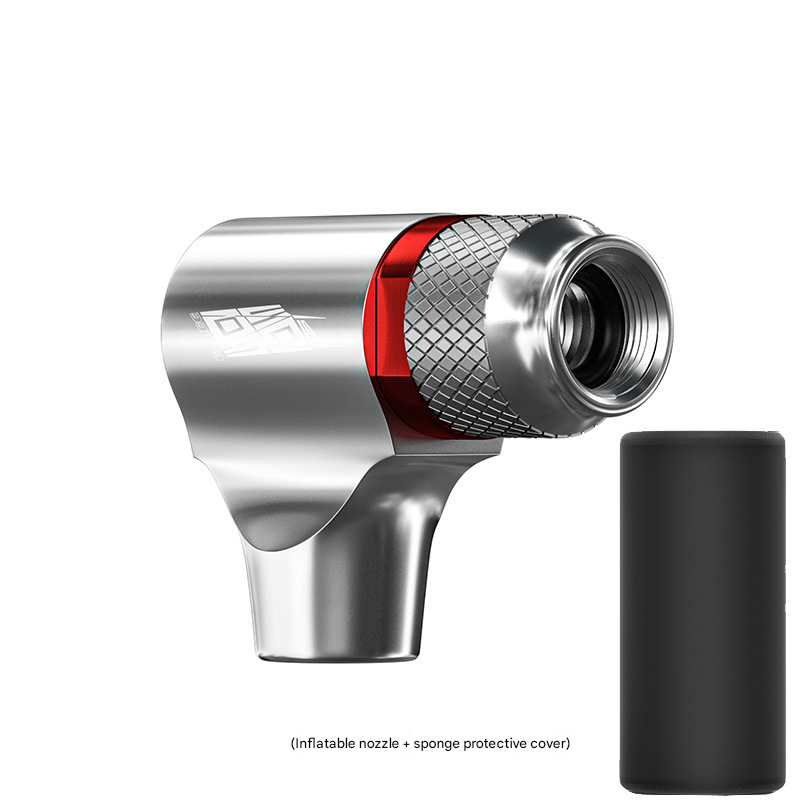 V888-ELOSUNG34069-202506111839-00 Silver Portable CO2 Bike Tire Inflator with Nozzle - Quick Inflation for Road and Mountain Bikes - Image 1