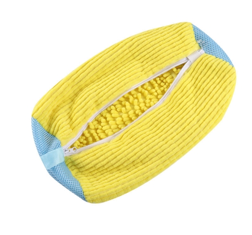 V888-ELOSUNG34072-202506061521-00 Yellow 2piece Durable Sneaker Wash Bag for Washing Machine - Anti-Deformation Shoe Protector with Chenille Fabric - Image 1