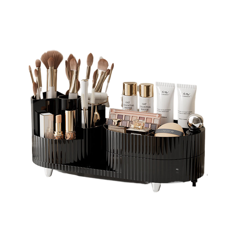 V888-ELOSUNG569-200042-00 Rotating cosmetics storage box, two-layer black - Image 1