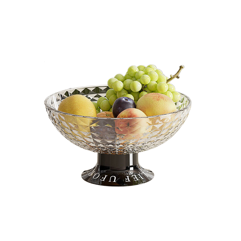 V888-ELOSUNG605-202008-00 Black Footed Diamond Transparent Fruit Tray 25.8/12.8x13.5cm - Image 1