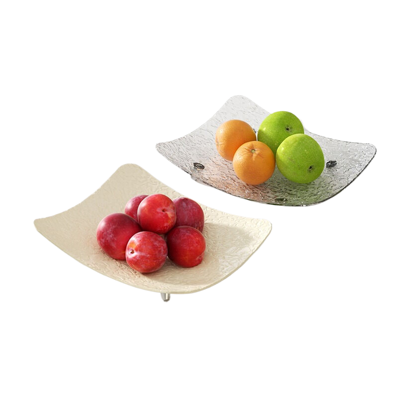 V888-ELOSUNG611-202004-00 Water ripple tray cream white+transparent two pack 24.5 * 19 * 5CM - Image 1
