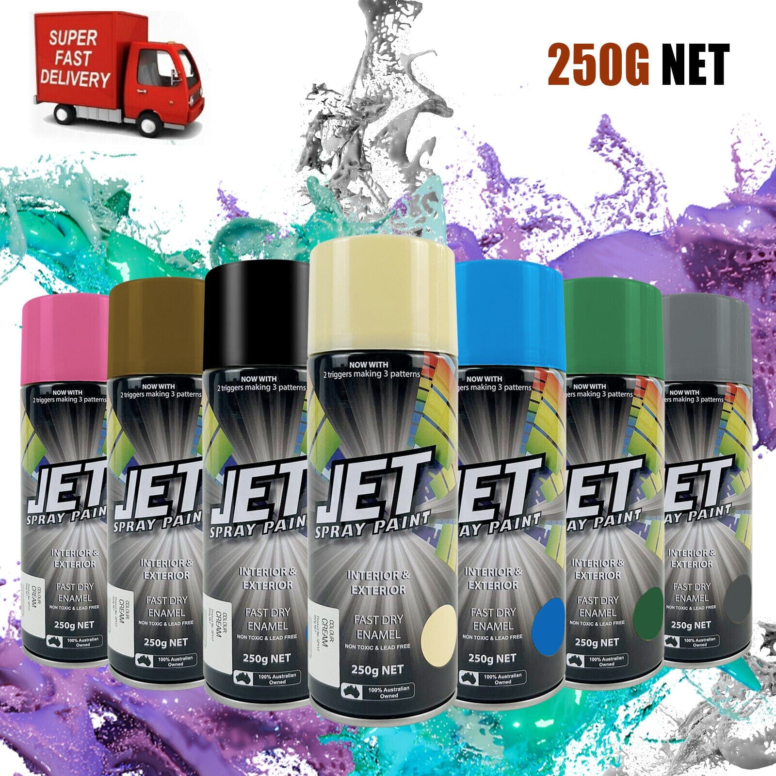 V915-SP104X3-203351-00 3PK 250g Spray Paint Can For Interior and Exterior 26 colours Fast Dry - Matt White - Image 1