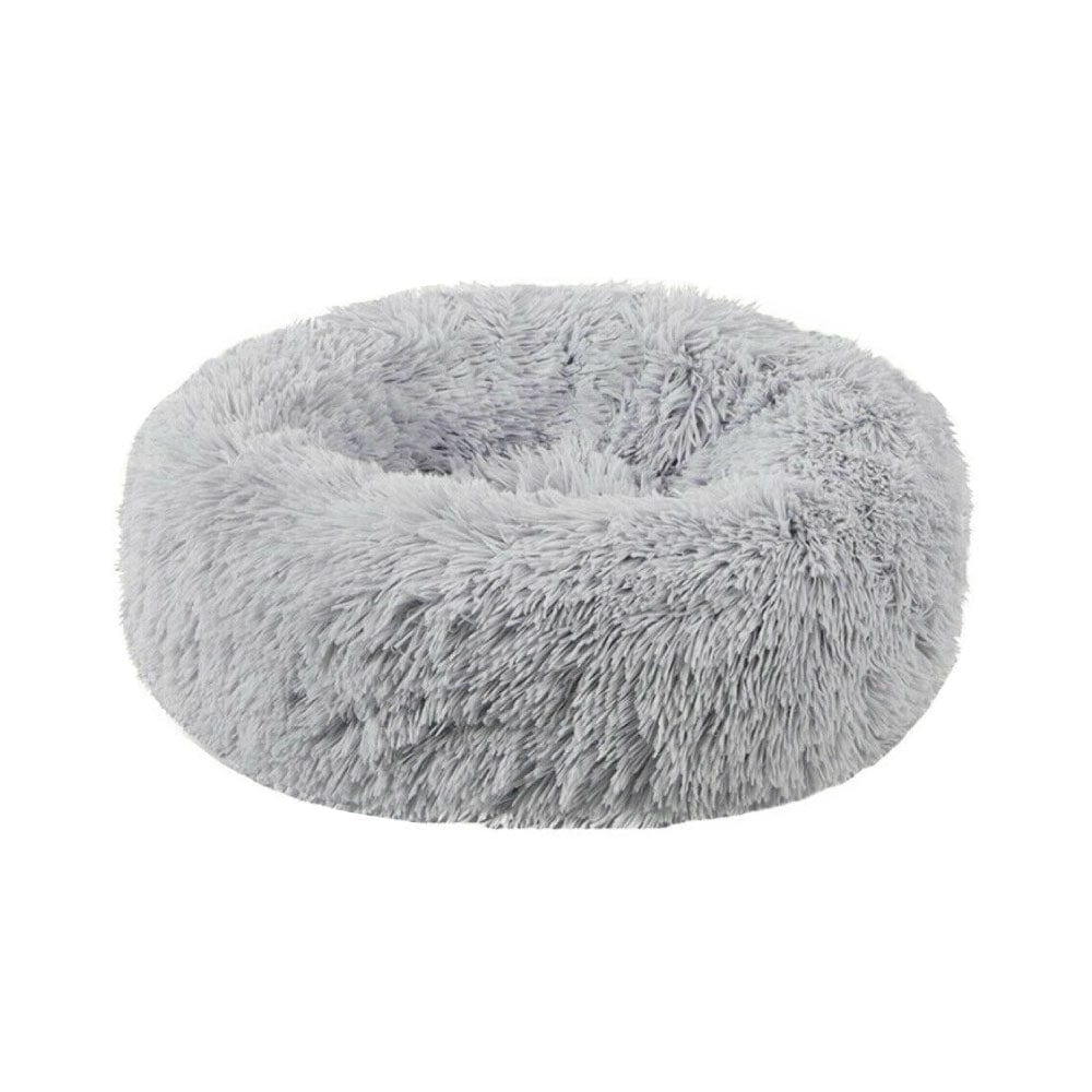 V915-ZP0096-M-204061-00 Plush Donut Faux Fur Calming Pet Nest - Grey - M - Image 1