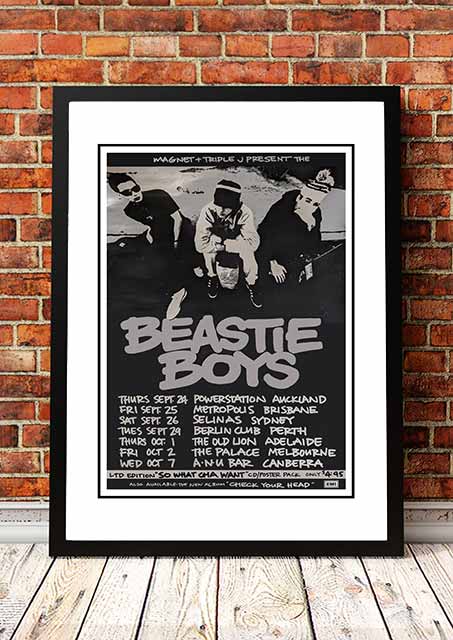 V967-A30428-A3-223790-00 Beastie Boys 'Australian Tour' Poster 1990 - Framed A3 - Image 1