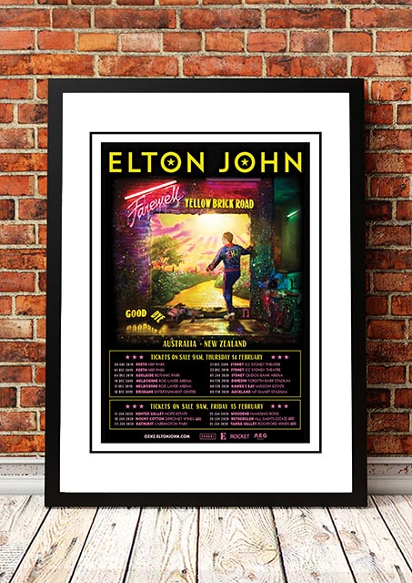 V967-A30433-A3-223770-00 Elton John 'Final Australian Tour' Poster 2019 - Framed A3 - Image 1