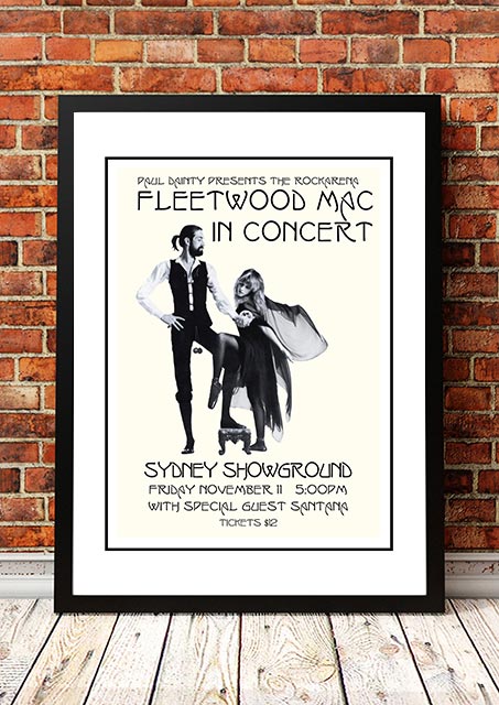 V967-A30434-A3-223766-00 Fleetwood Mac / Santana 'Sydney Showground' Poster 1977 - Framed A3 - Image 1