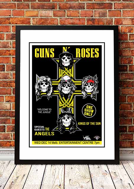 V967-A30436-A2-223757-00 Guns N' Roses 'Melbourne Entertainment Centre' Melbourne, Australian Tour Poster 1988 - Framed A2 - Image 1