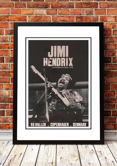 V967-A30439-A1-223744-00 Jimi Hendrix 'KB Hallen' Copenhagen, Denmark Poster 1970 - Framed A1 - Image 1