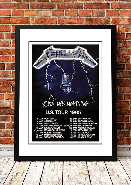 V967-A30441-A2-223737-00 Metallica 'Ride The Lightning' US Tour Poster 1985 - Framed A2 - Image 1