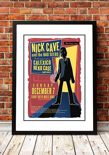 V967-A30443-A4-223731-00 Nick Cave and the Bad Seeds ‘Myer Music Bowl’ Melbourne, Australian Tour Poster 2003- Framed A4 - Image 1
