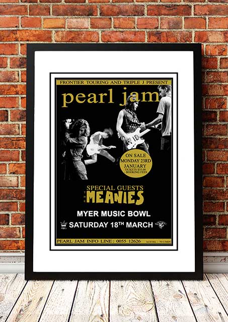 V967-A30447-A1-223668-00 Pearl Jam 'Myer Music Bowl' Melbourne, Australian Tour Poster 1995 - Framed A1 - Image 1