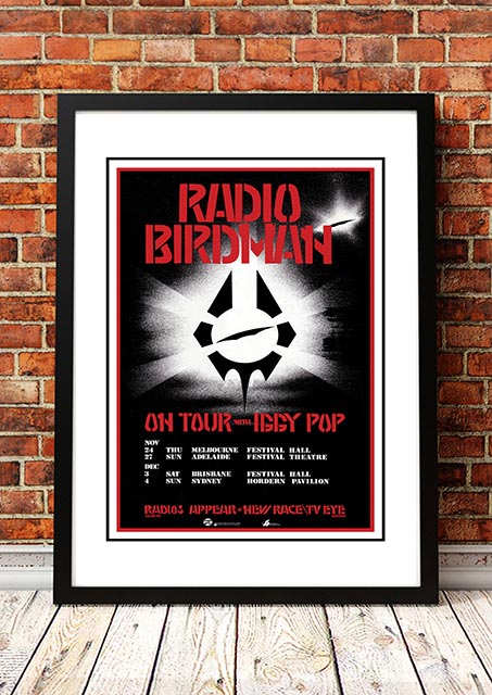 V967-A30451-A1-223652-00 Radio Birdman / Iggy Pop 'Australian Tour' Poster 1984 - Framed A1 - Image 1