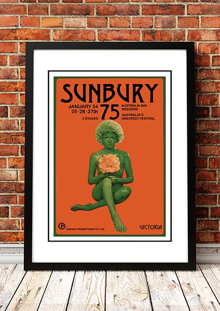 V967-A30455-A2-223637-00 Sunbury 'Music Festival' Poster 1975 - Framed A2 - Image 1