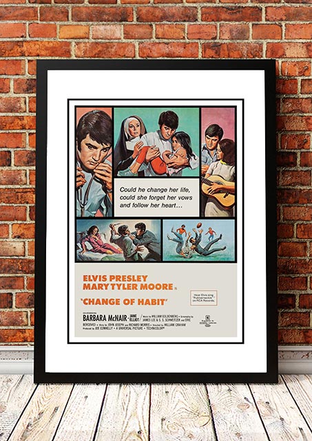 V967-EP0440-A4-202504140916-00 Elvis 'Change Of Habit' Framed Movie Poster! - Framed A4 - Image 1