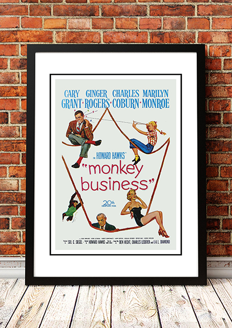 V967-MM0437-A3-202504140905-00 Marilyn Monroe ‘Monkey Business’ Framed Movie Poster! - Framed A3 - Image 1