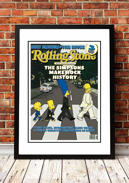 V967-RSM32-A3-202504140942-00 The Simpsons 'Abbey Rd' Rolling Stone Magazine Cover! - Framed A3 - Image 1