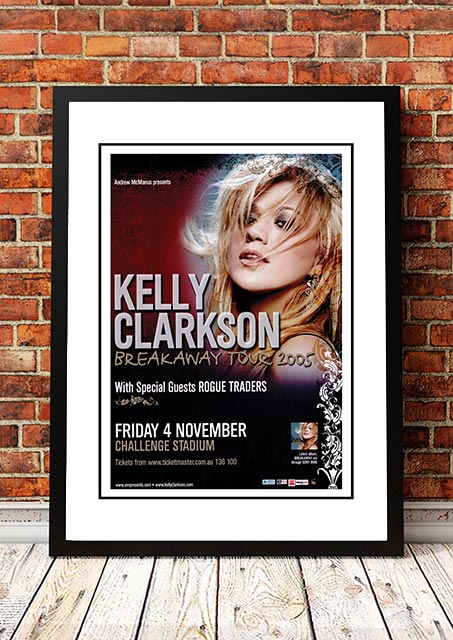 V967-SS0448-A4-202504150917-00 Kelly Clarkson ‘Breakaway Tour’ Perth, Australia Concert Poster 2005 - Framed A4 - Image 1