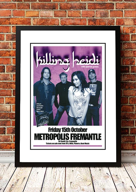 V967-SS0449-A2-202504150920-00 Killing Heidi ‘Metropolis’ Fremantle, Australia Concert Poster 2004 - Framed A2 - Image 1