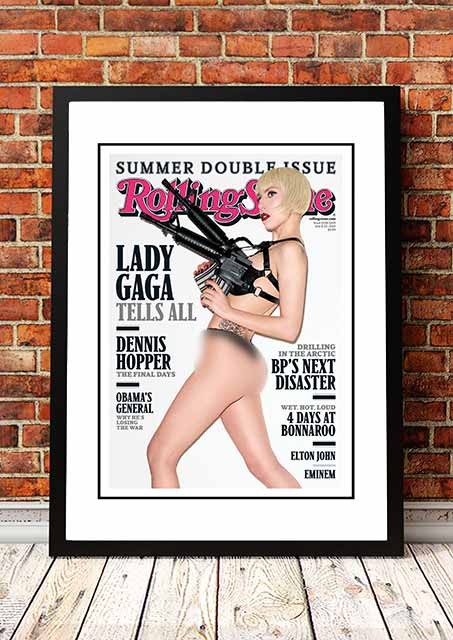 V967-SS0451-A2-202504150921-00 Lady Ga Ga ‘Rolling Stone Magazine’ Cover Poster 2010 - Framed A2 - Image 1