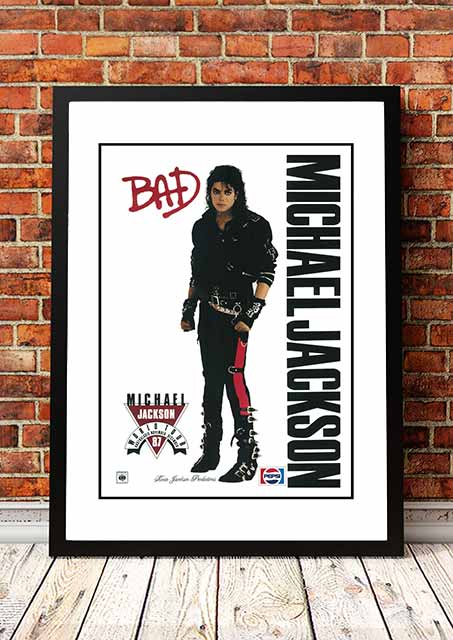 V967-SS0457-A4-202504150925-00 Michael Jackson ‘Bad’ Australian Tour Poster 1987 - Framed A4 - Image 1