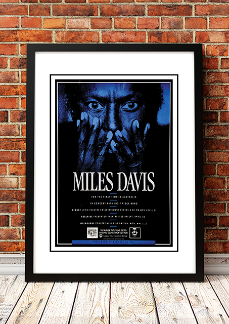 V967-SS0458-A4-202504281217-00 Miles Davis ‘Australian Tour’ Poster 1988 - Framed A4 - Image 1
