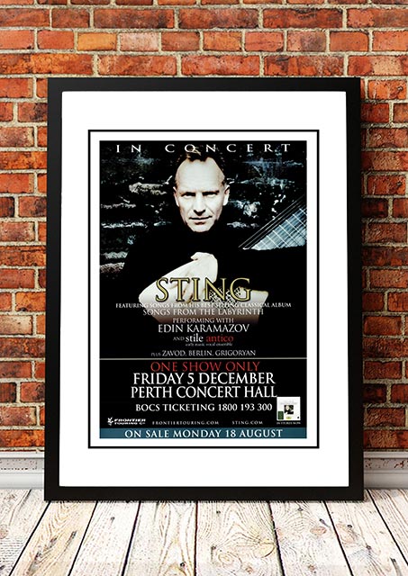V967-SS0467-A4-202504150932-00 Sting ‘Songs from the Labyrinth’ Perth, Australia Concert Poster 2008 - Framed A4 - Image 1