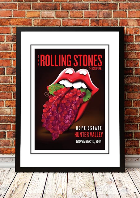 V967-SS0476-A2-202504150940-00 The Rolling Stones 'Hunter Valley' Australia Concert Poster 2014 - Framed A2 - Image 1