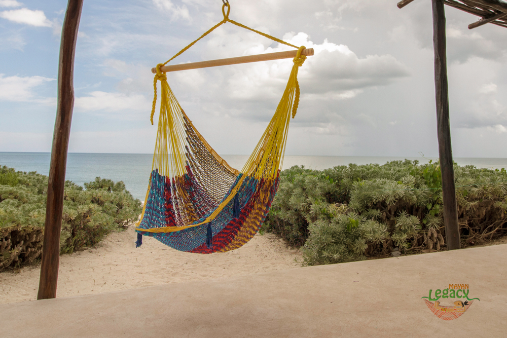 V97-HSCHCONFETI-18681-00 Mayan Legacy Extra Large Outdoor Cotton Mexican Hammock Chair in Confeti Colour - Image 1
