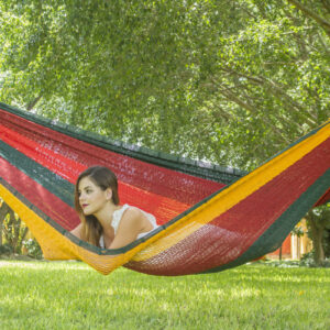 Mayan Legacy Queen Size Outdoor Cotton Mexican Hammock in Imperial Colour