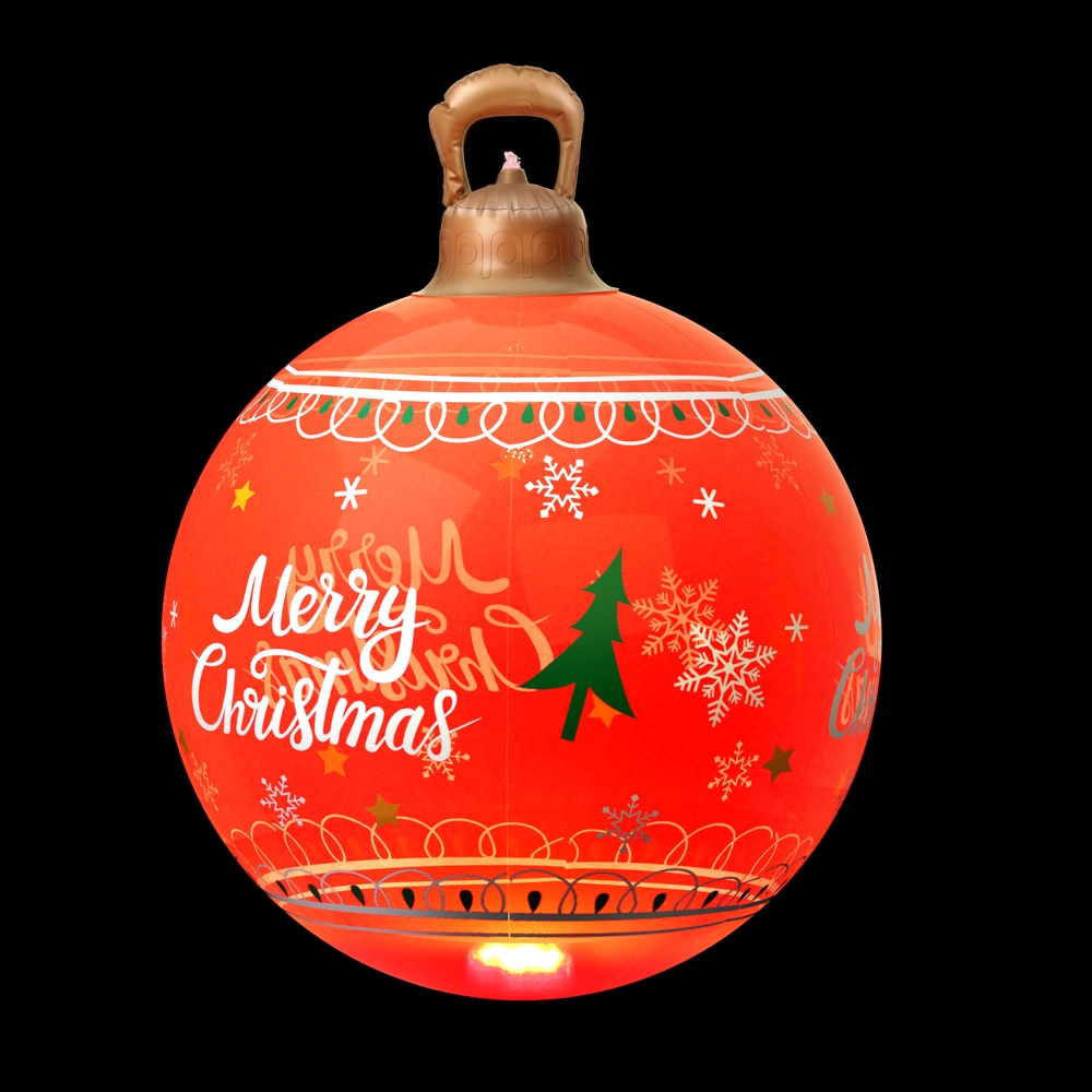 XMAS-INF-BAUBLE-MERRY-RED-191736-00 Jingle Jollys Christmas Inflatable Ball 60cm Led Illuminated Xmas Decoration Red - Image 1