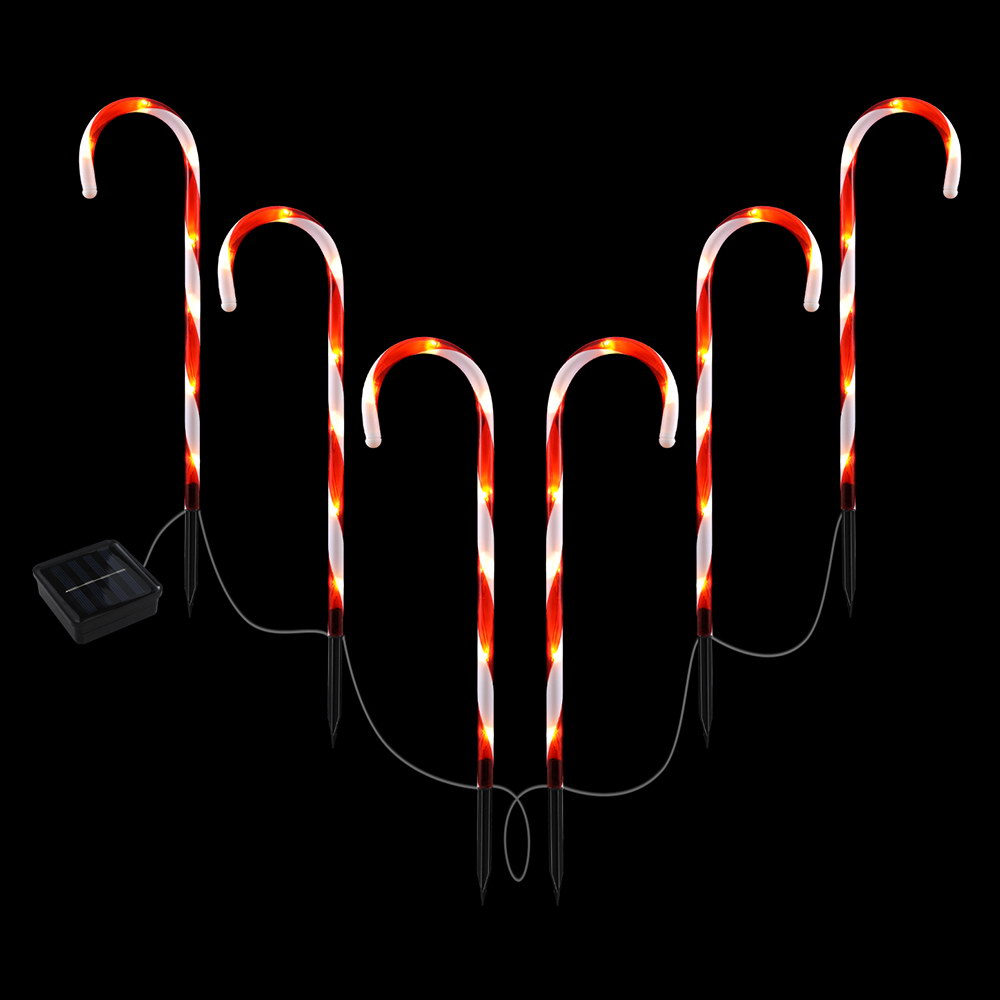 XMAS-PATH-CANDY-RD-54CM-6PC-191727-00 42 LED 6 PCS Christmas Lights Path Ground Light Garden Decorations Jingle Jollys - Image 1
