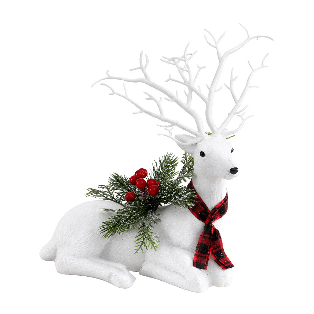 XMAS-REINDEER-LY-S-WH-191747-00 Jingle Jollys Christmas Reindeer 32cm Glitter Deer Ornaments Party Decorations - Image 1