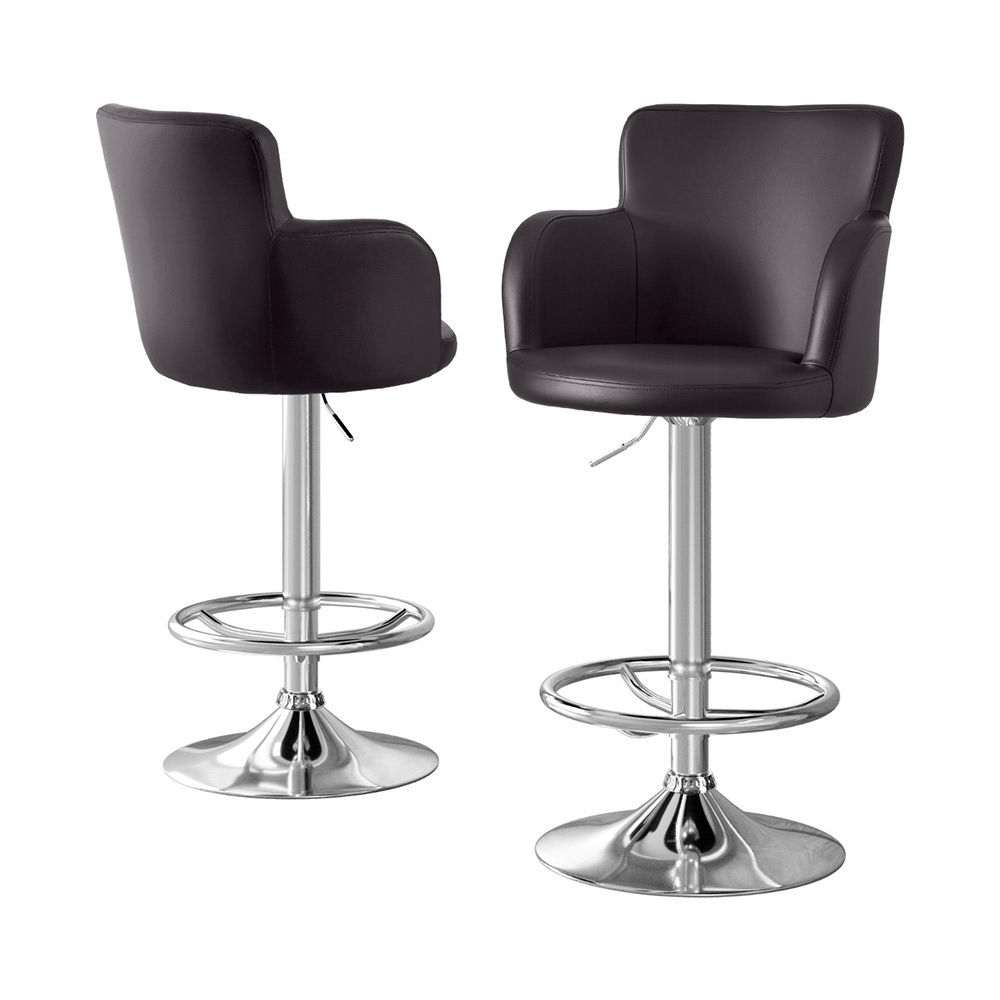 BA-K-7200-BRX2-202507101410-00 Artiss 2x Leather Bar Stools Swivel Adjustable Gas Lift PU Counter Chairs Brown - Image 1