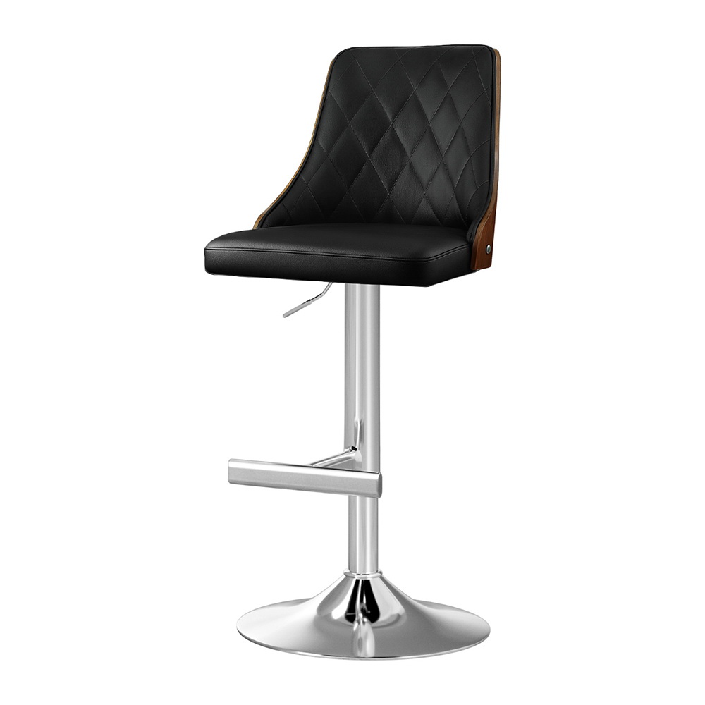BA-TW-T4061-BK-202507181418-00 Artiss Bar Stool Bentwood Swivel Adjustable Kitchen Counter Stool Leather Black - Image 1