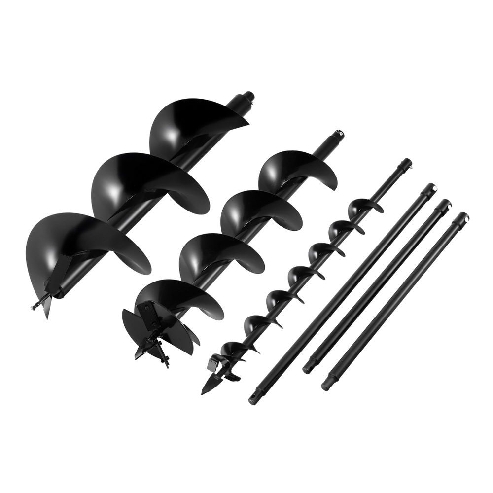 DI-AUG-BLD-N-KIT-202509151814-00 Giantz Post Hole Digger Auger Drill Bit Set 100mm 200mm 300mm Carbon Steel Black - Image 1