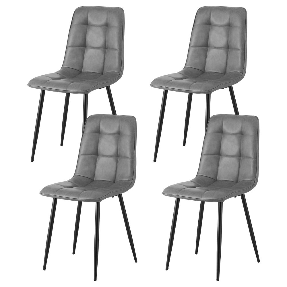 DINC-MO-BC002-GYX4-202509022008-00 Artiss 4x Dining Chairs Retro PU Leather Kitchen Lounge Cafe Accent Chair Grey - Image 1
